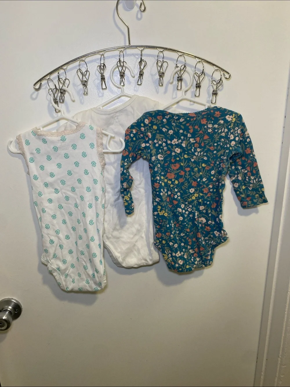 Carter's Teal Floral, White, and Teal Print Baby One-Piece Bodysuits